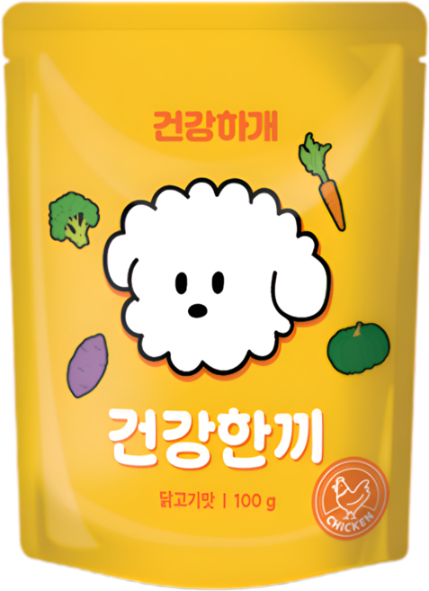 [건강하개] 건강한끼 강아지 습식사료 자연식 화식, 4개, 100g, 닭