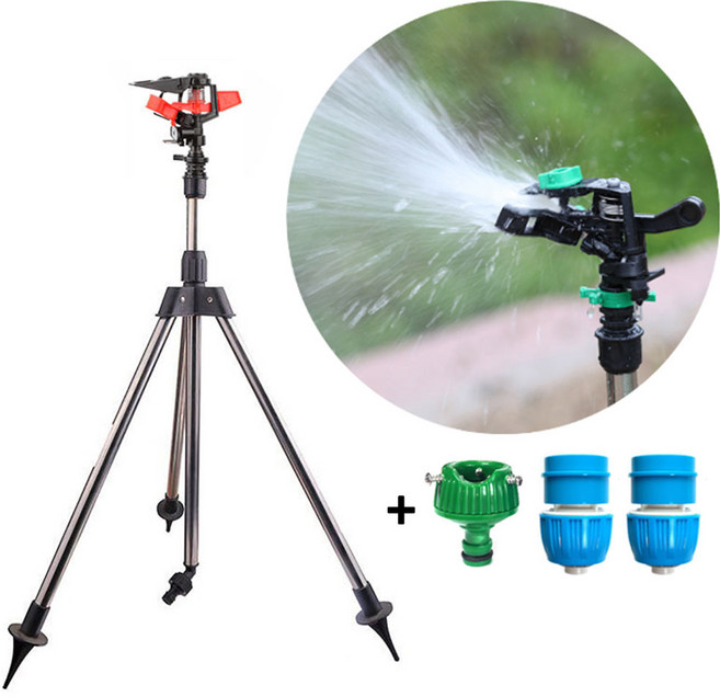 다이모공구 360도 회전 삼각대 스프링클러 쿨러 농업용 원예용 조경 스프링클러용품, 1.스프링클러세트, 1-6 삼각대+각도조절PG-18, 1개, 은색 외