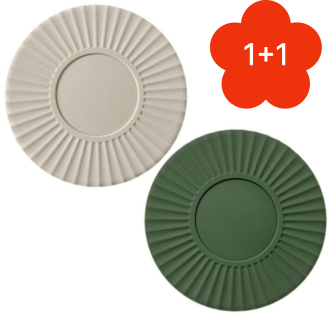 아비로 실리콘 냄비받침대 원형 대형 논슬립, 1세트, 아이보리+그린