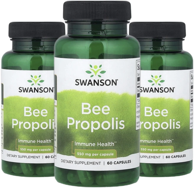 스완슨 프로폴리스 Propolis 벌꿀 550mg 캡슐 60정 2+1, 3개 - 쿠팡