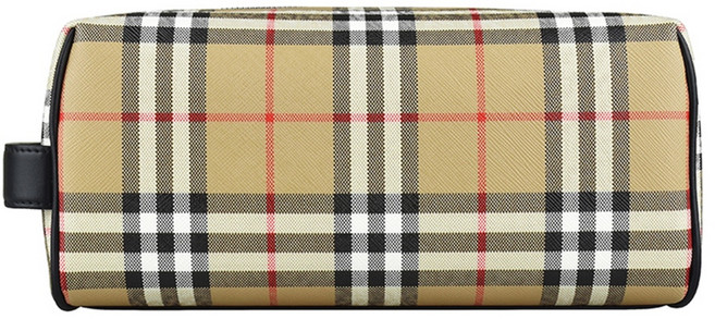 BURBERRY 格紋LOGO PVC拉鍊手拿旅行收納包