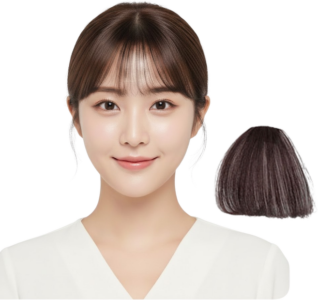 원그리드 인모 100% 사이드뱅 시스루뱅 앞머리 볼륨 여성 부분가발, 1개, 네츄럴브라운(기본형)