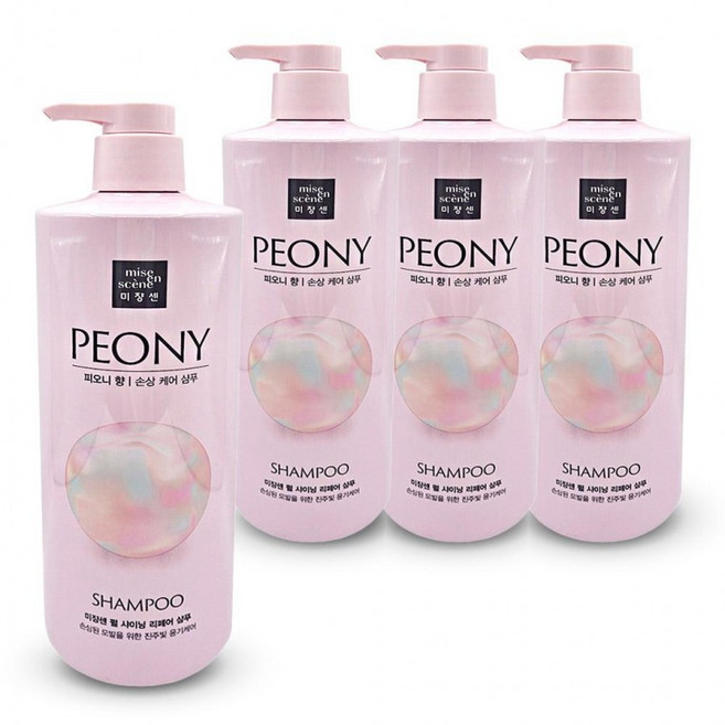 미쟝센 펄샤이닝 리페어 손상케어 피오니 샴푸 1000ml 4개, 1개