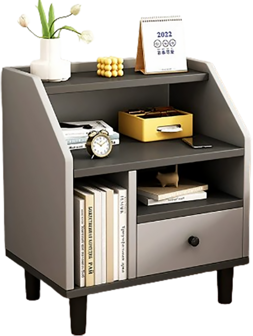 모아룸 침대 협탁 원목 서랍장 수납장 발통형, 1개, 다크 그레이