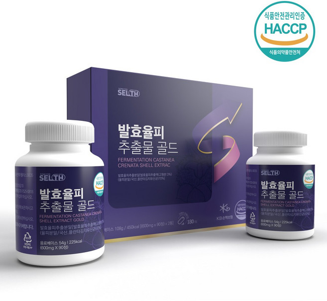 발효 율피 추출물 골드 600mg, 90정, 2개