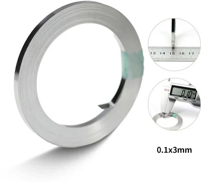니켈 도금 스트립 18650 리튬 이온 배터리 0.1mm ~ 용접 기계 커넥터 스폿 강철 벨트 10 미터/롤, 01 CHINA, 06 0.1x3mm x 10m