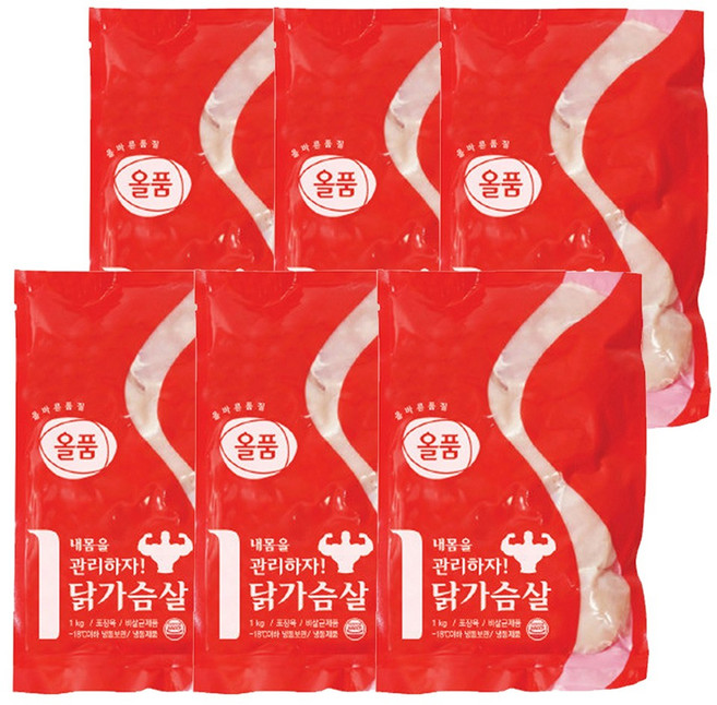 올품 벌크 닭가슴살 1kg 6봉, 6개