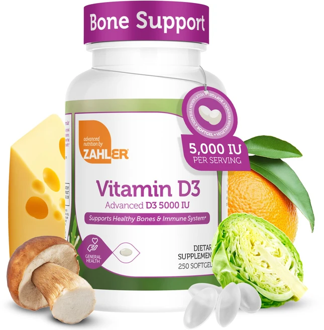 잘러 - 고급 비타민 D3 5000 IU 소프트젤 (250정 Zahler - Advanced Vitamin D3 5000 IU Softgels (250 Count) Kosher V, 120개 (1팩), 1개 - 쿠팡