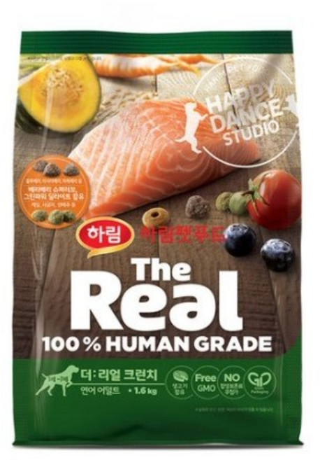 하림펫푸드 더리얼 크런치 어덜트 강아지사료, 연어, 1.6kg, 2개
