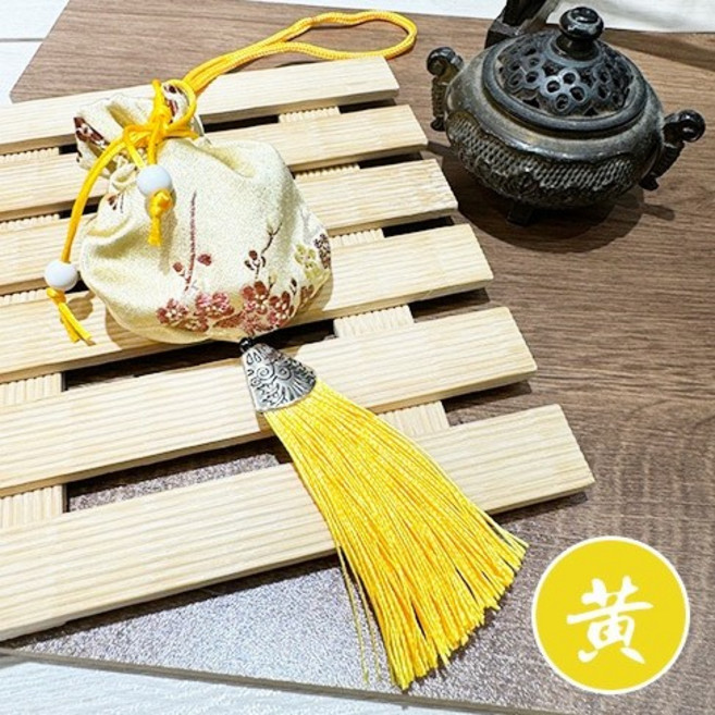 端午節香包 流蘇香囊 梅花袋 錦緞, 1個, 黃色(梅花)-7x9cm