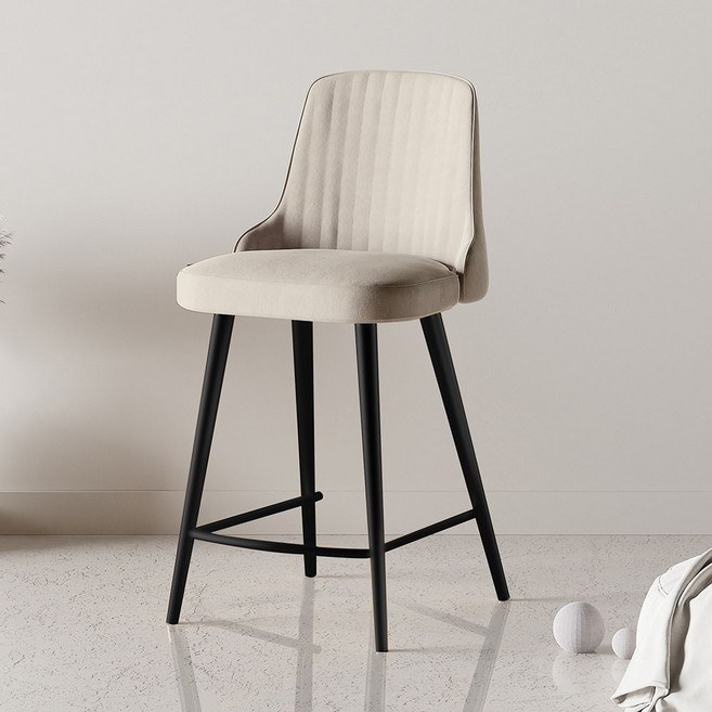 시엘벨벳바체어 아일랜드식탁 홈바의자, 베이지, 1개