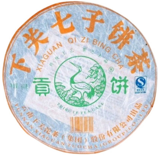 茶韻 普洱茶2006年下關茶廠 貢餅純喬木一口料生茶, 400g, 1個, 1個裝