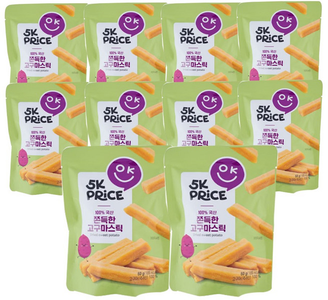 쫀득한 국산고구마스틱, 10개, 60g