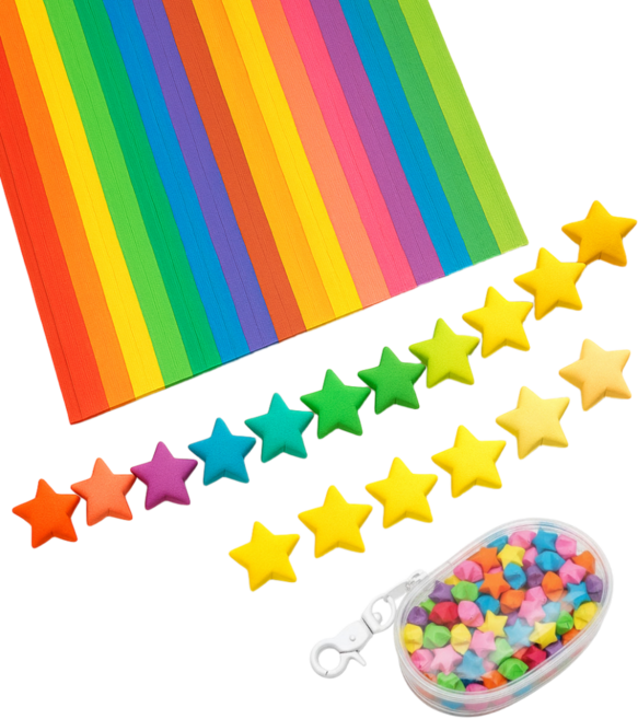 이브유 별접기 종이접기 색종이 별모양 키링만들기 DIY, 1000개, 원색감20색