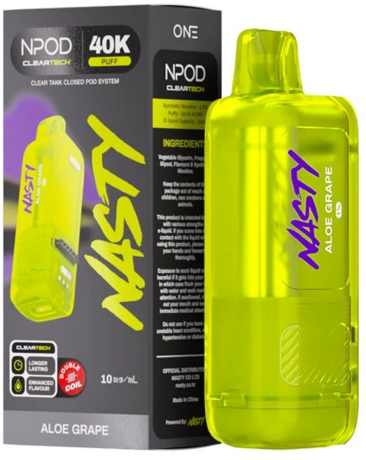 [NASTY ONE NPOD] 네스티원 엔파드 40000 PUFF, 알로에 그레이프, 2개 - 쿠팡