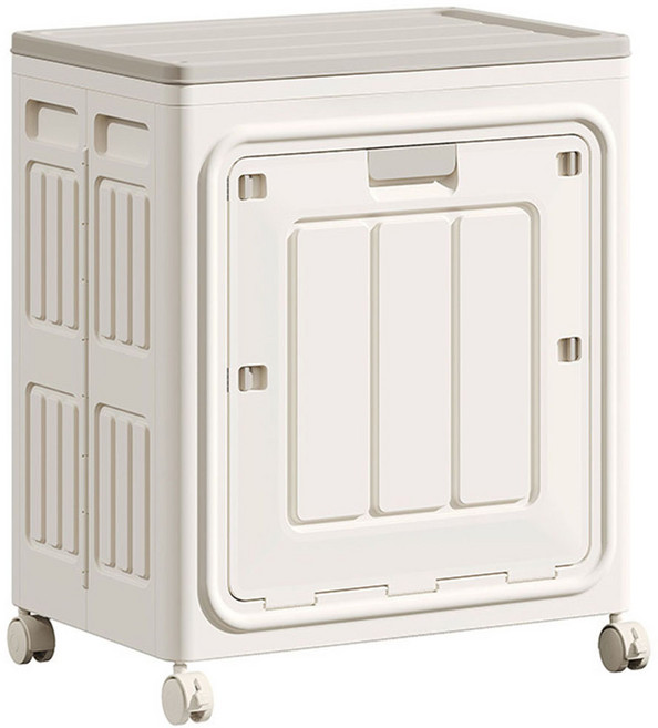 수납하마 오픈형 접이식 리빙박스 중형 이동식 멀티수납장, 싱글오픈 화이트, 1개