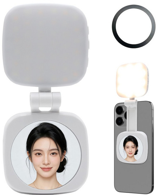 AURRA 휴대폰 자석형 조명 셀카 방송 촬영조명 충전식 LED 링라이트, 1개, 흰색