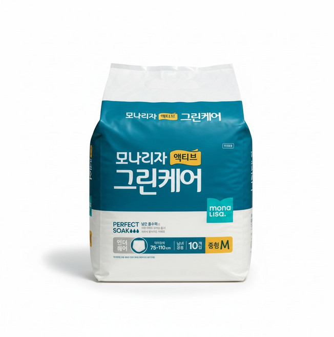 모나리자 남녀공용 액티브 그린케어 성인기저귀, 중형, 10개입, 8개