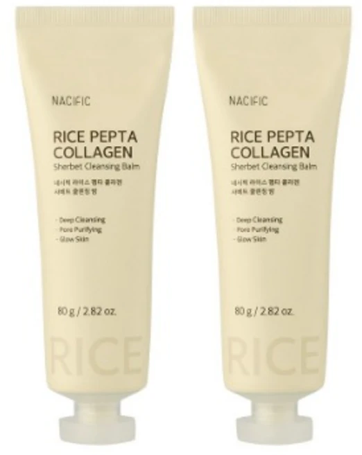 네시픽 라이스 펩타 콜라겐 샤베트 클렌징 밤 80g x 2 촉촉한 딥클렌징 간편한 깨끗한 세안 선물 - 쿠팡