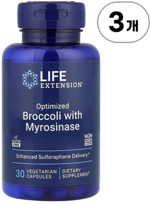라이프 익스텐션 옵티마이즈드 브로콜리 앤 미로시나아제 Life Extension Optimized Broccoli and Myrosinase 30정, 3개 - 쿠팡