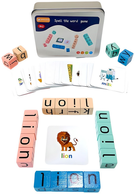 영어 단어 카드 블록 맞추기 영어 교구 영단어 학습 공부, 혼합색상, 1개