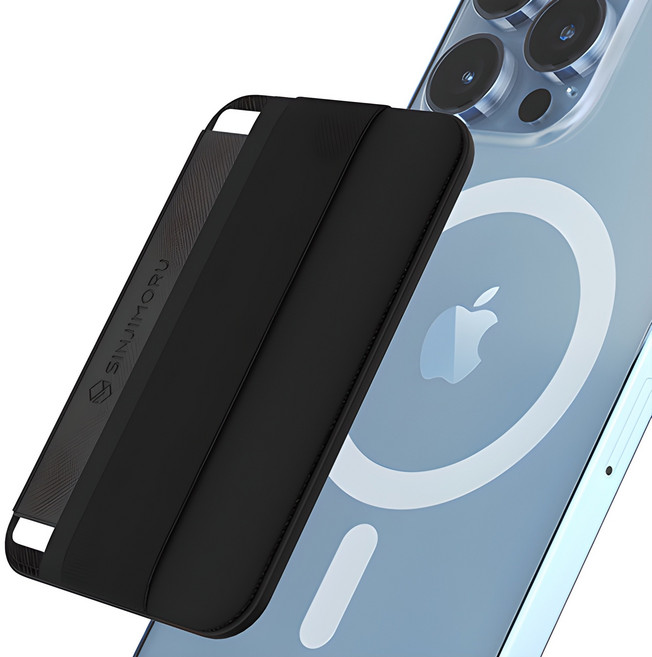 신지모루 맥세이프 M 밴드 휴대폰 그립 카드지갑 케이스, 1개, 블랙