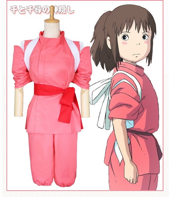 千與千尋角色扮演服裝套裝，粉色和服cosplay服飾，動漫展萬聖節派對服裝, 千尋XL(165-169CM), 1個