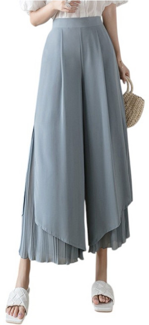 寬鬆百褶雪紡褲裙