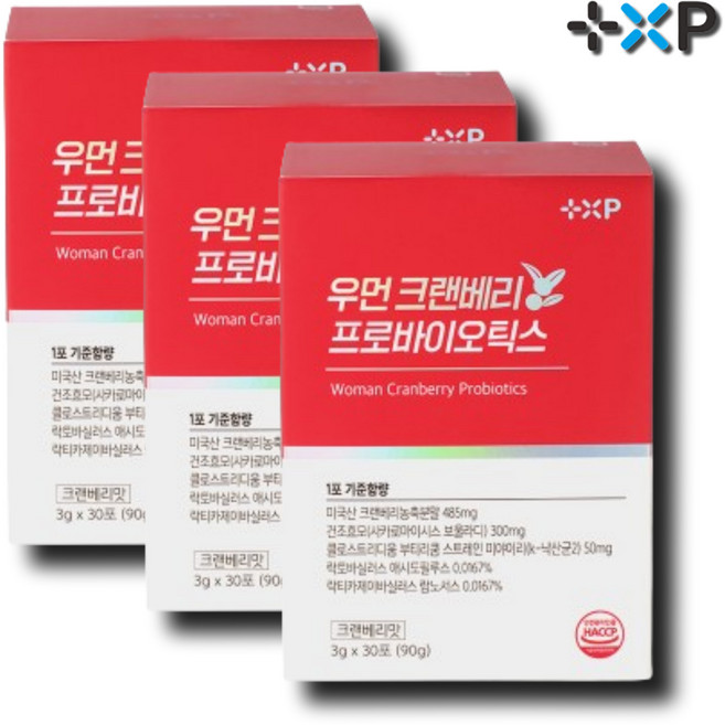우먼 크랜베리 프로바이오틱스 여성 질 유산균 하루 1포, 2세트, 30회분