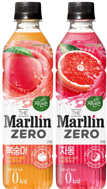 자연은 더말린 제로 복숭아 12개 + 자몽 12개 총24개(500ml), 24개, 500ml