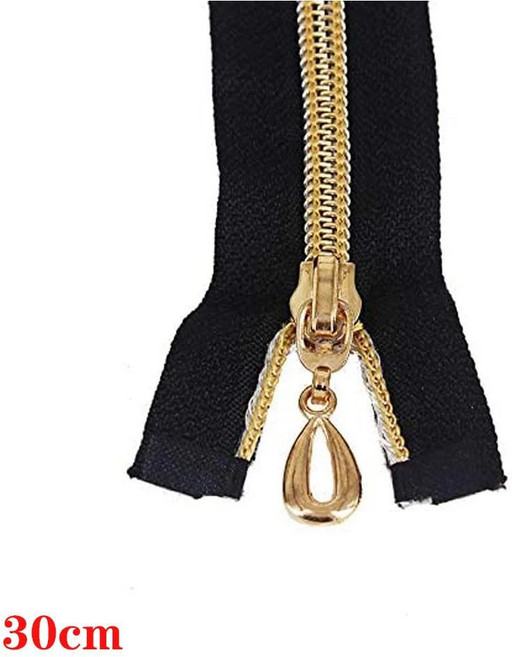 클로즈 엔드 흰색검정파랑 금속 지퍼 재봉용 의류 청바지 도구 공예, 1개, 색상: 8. black 30cm