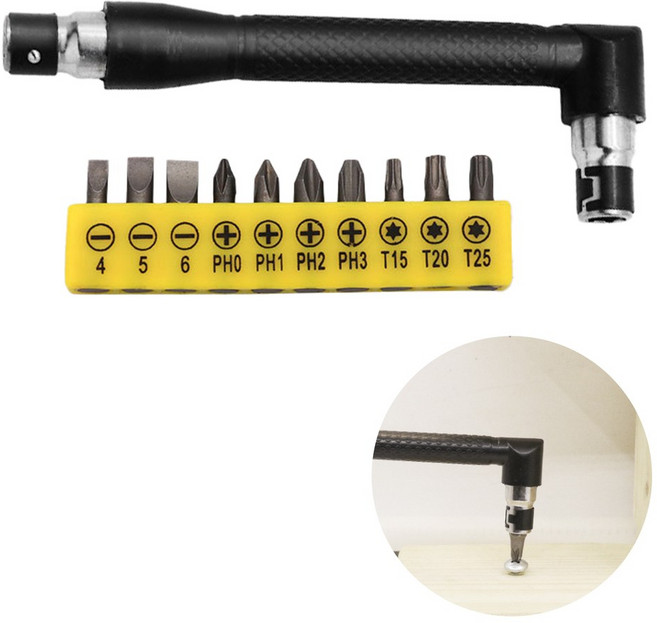 도나토르 L자 소켓 렌치 드라이버 +육각비트10P, 1세트