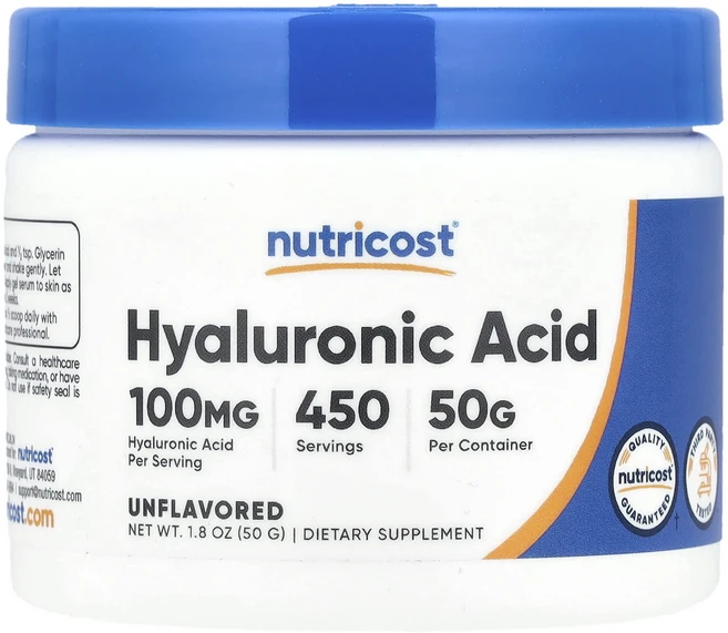 Nutricost 히알루론산 무맛 50g(1.8oz), Nutricost 히알루론산 무맛 50g18oz, 50g, 1개 - 쿠팡