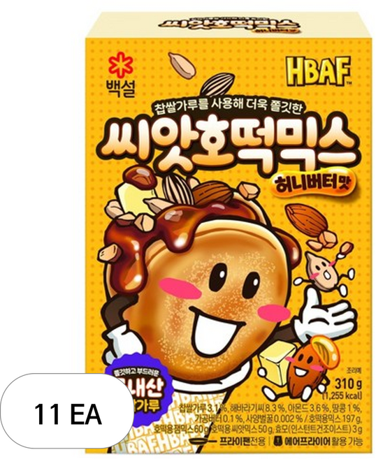 백설 HBAF 씨앗호떡믹스 허니버터맛, 11개, 310g