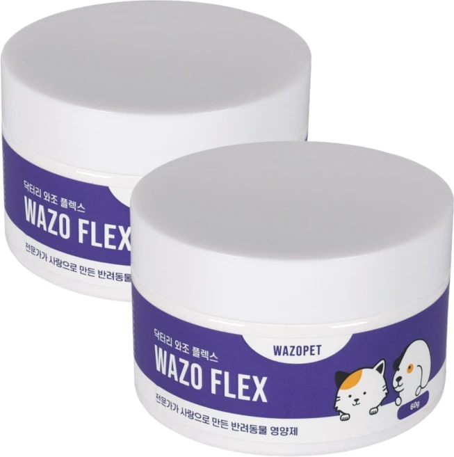 와조펫 관절건강 플렉스 60g 강아지 고양이 연골 슬개골, 2개 - 쿠팡