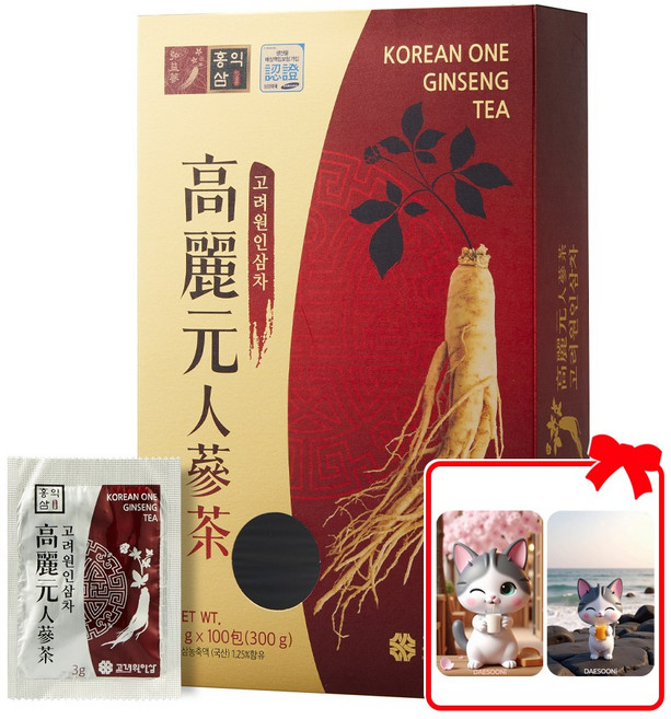 고려 고려원 인삼차 100T(+대순이 캐릭터 포토카드 증정), 1개