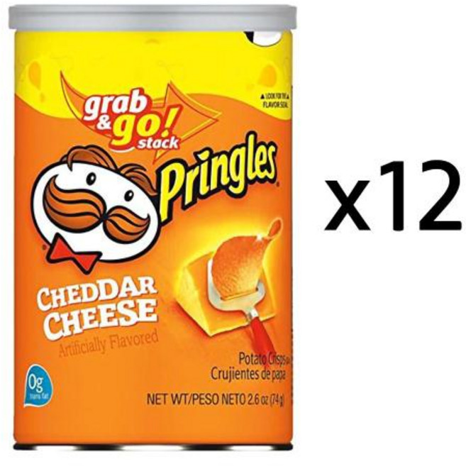 프링글스 체다 치즈 감자칩 그랩 앤 고 74g x 12팩 Pringles Grab and Go Potato Chips, 12팩 74g