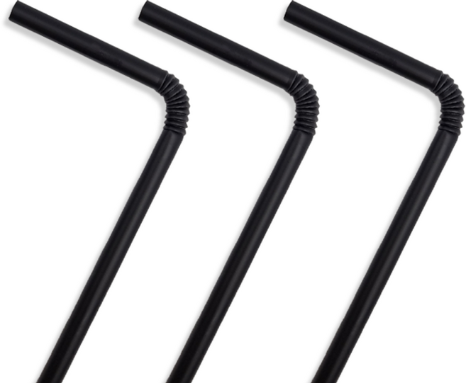 7mm 25cm 블랙 자바라 스트로우 음료용 1봉 500개입, 1개