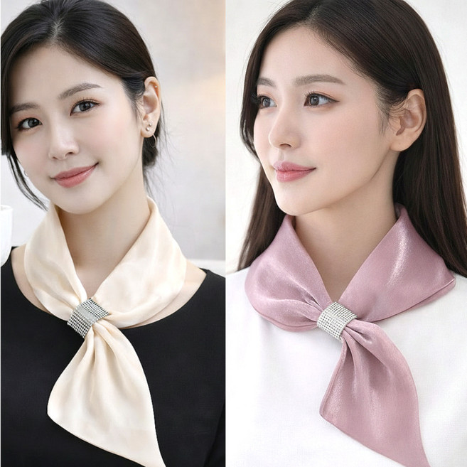 우아한클릭 1+1 여성 큐빅 쁘띠 목 미니 스카프