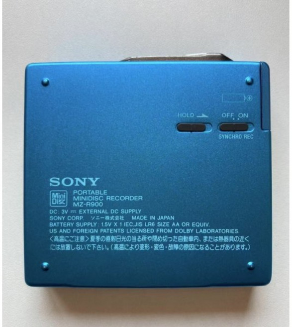 소니 중고 MZ-R900 휴대용 미니디스크 MD 워크맨 플레이어 레코더 테스트 완료 작동됨 블루
