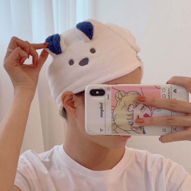 데일리공감 물먹는 퀵드라이 수건 극세사 드라이 헤어타올 물기 흡수력 3배수건 머리수건 캐릭터타올 건조타올, 백곰, 3개