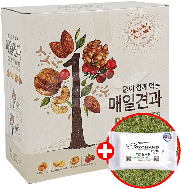 트레이더스 둘이 함께 먹는 매일견과 (20g x60개)1200g + 클린핸즈물티슈10매입