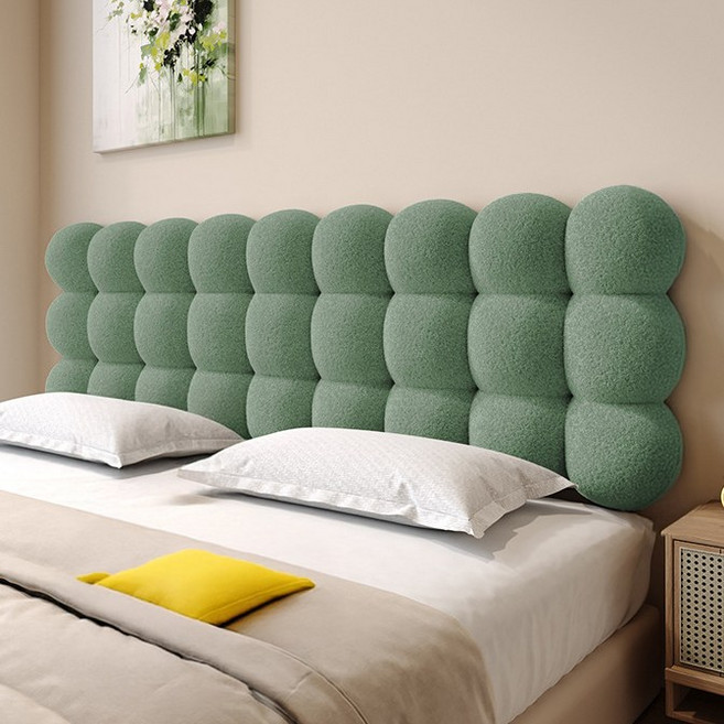 자바조이 침대 헤드 쿠션 구름 등받이 커버 보드 리폼 등 머리 벽 가드, 13cm, 말차 그린