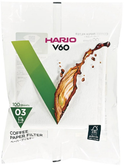 HARIO V60 咖啡濾紙 03號 100張, 1個, 100個