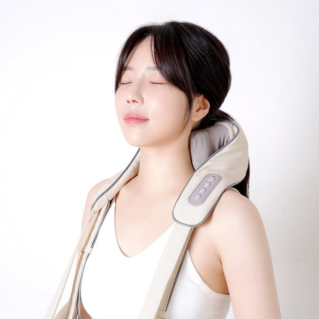클로 넥앤프로 무선 목 어깨 마사지기 안마기 기계 허리 승모근 지압기, CLOER-4001, 베이지