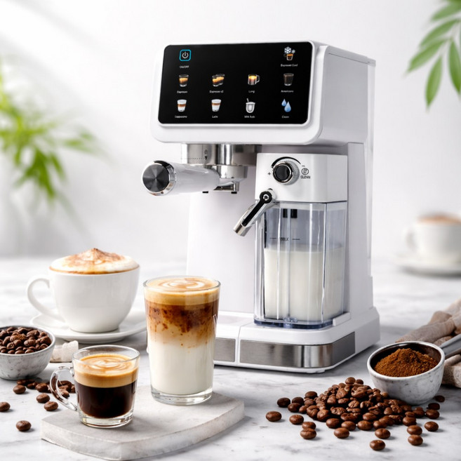 전자동 홈카페 커피머신 에스프레소 라떼 카푸치노 아메리카노 밀크폼 커피메이커, Cream White, CM5600
