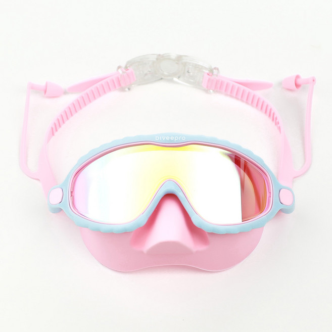 다이비프로 하프커버 어린이 수경 스노쿨링 물안경, 1개, 스윗핑크 미러(핑크)
