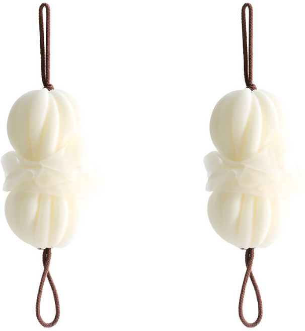 쭉쭉 늘어나 플라워 슬링 샤워볼 때수건, 화이트, 1개입, 2개