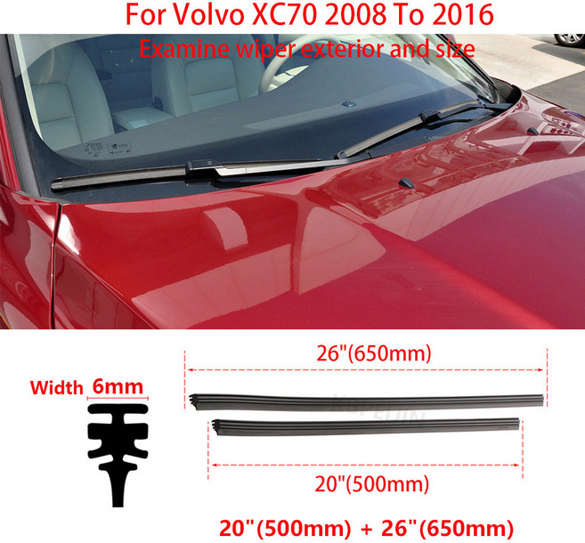자동차 리필 액세서리 세트 블레이드 XC70 20 와이퍼 스트립 고무 인치 볼보 2015 2016 26 2008, 20 and 26