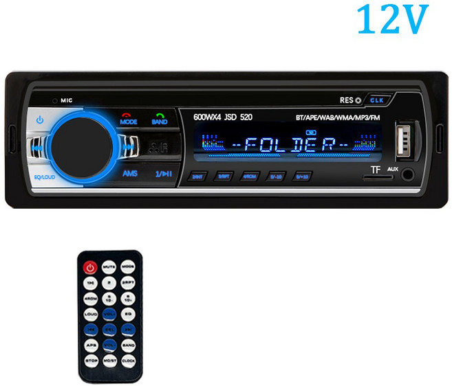 Hippcron 자동차 라디오 디지털 블루투스 FM 오디오 음악 USB 1din 스테레오 멀티미디어 MP3 플레이어 대시 AUX 입력